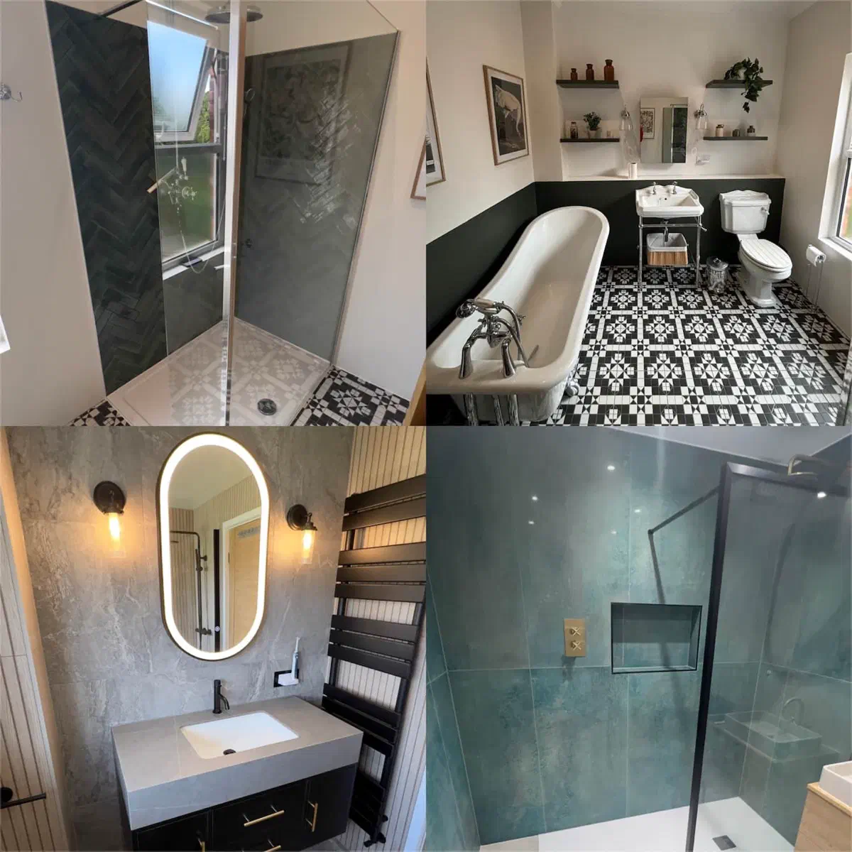 Natural textures and wood-effect elements in a modern bathroom remodelling design