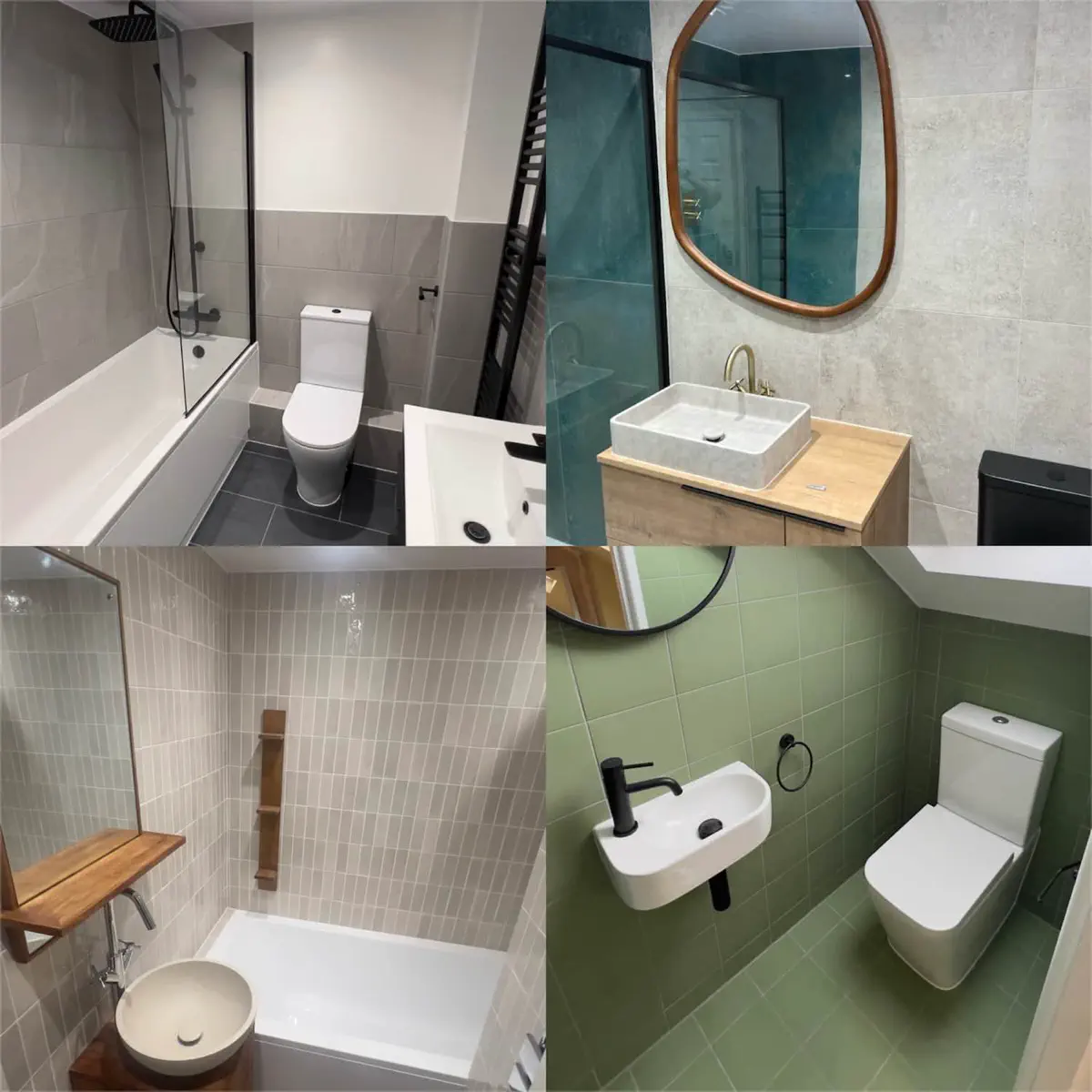 Personalised bathroom with feature colour wall, plants and unique design touches