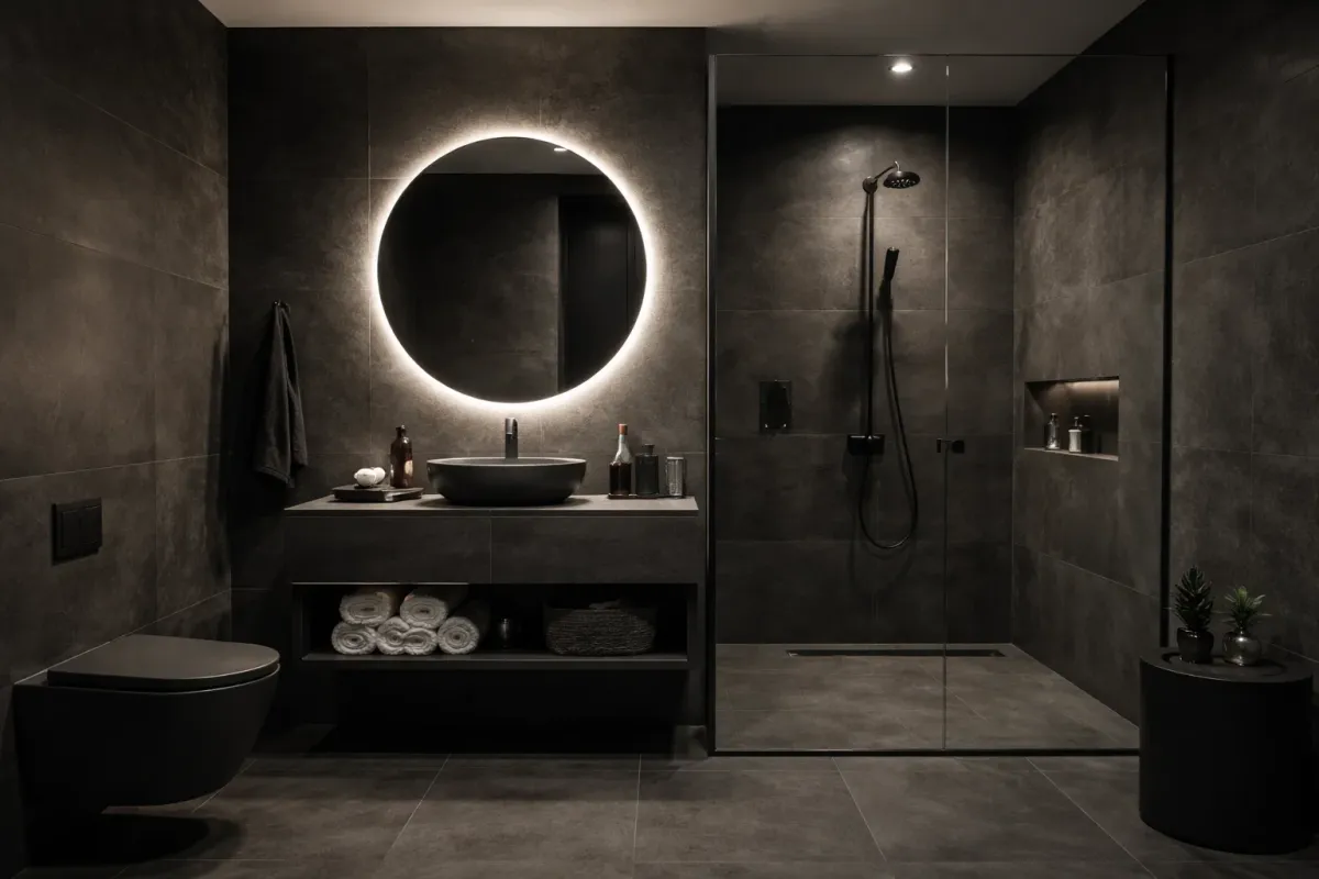 Minimal modern bathroom design with clean lines and wall-mounted fixtures