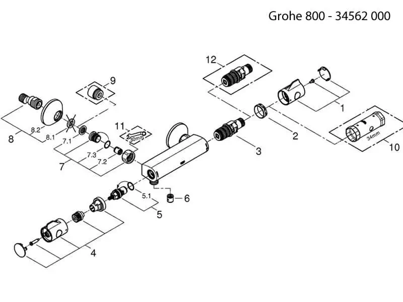 GROHE Grohtherm 800 components and spare parts availability