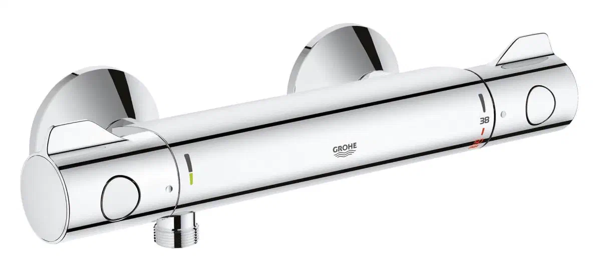 GROHE Grohtherm 800 thermostatic shower mixer installed in a modern bathroom