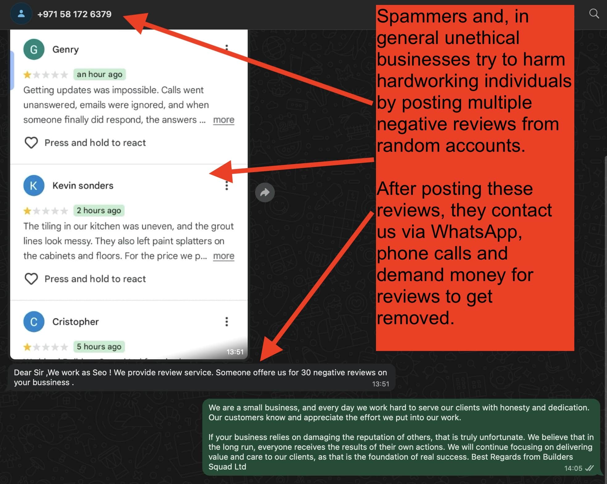 Actual real world example how contact is being made by fake SEO agency