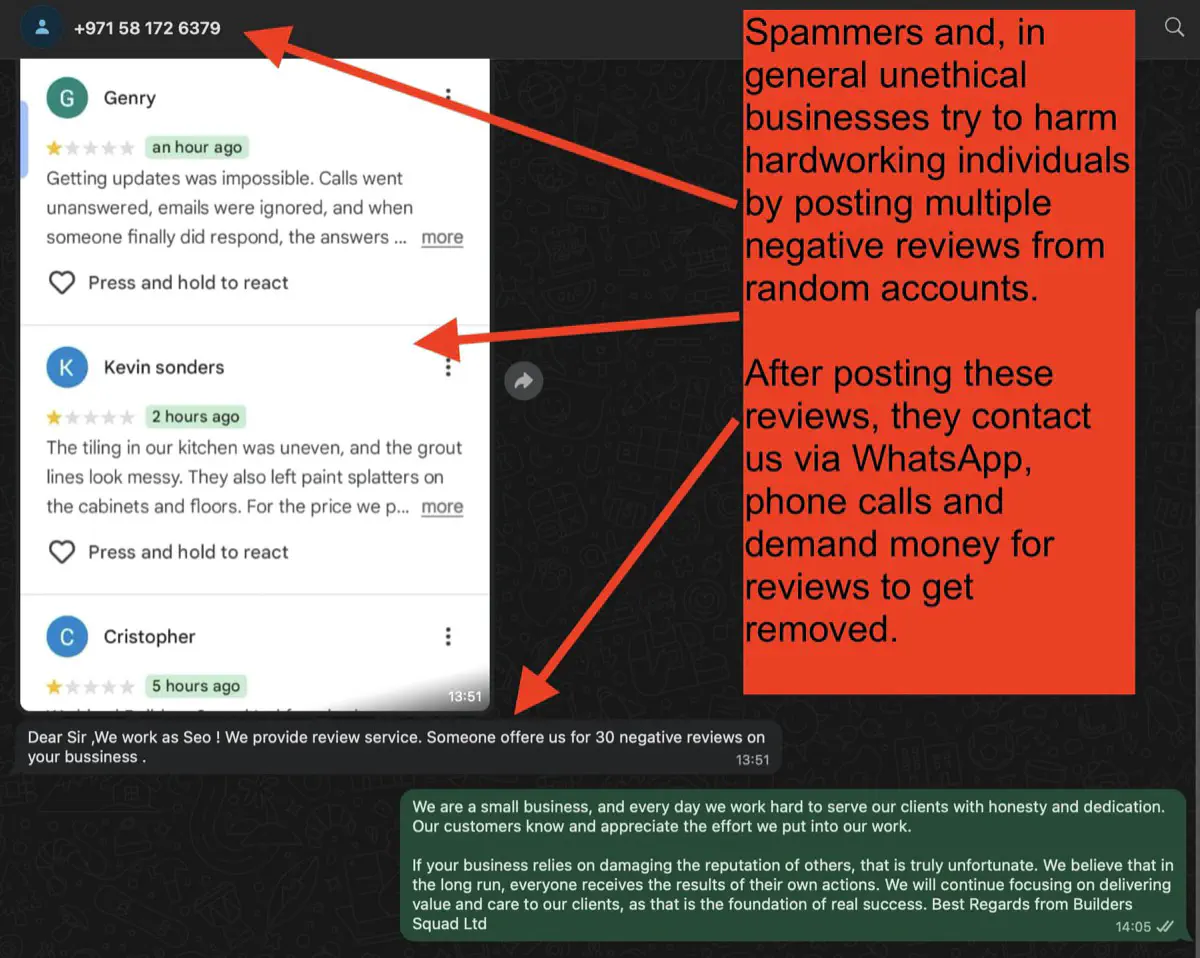 Actual real world example how contact is being made by fake SEO agency