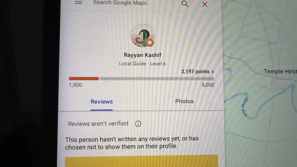 Fake reviewer profile with hidden review history and no verifiable activity