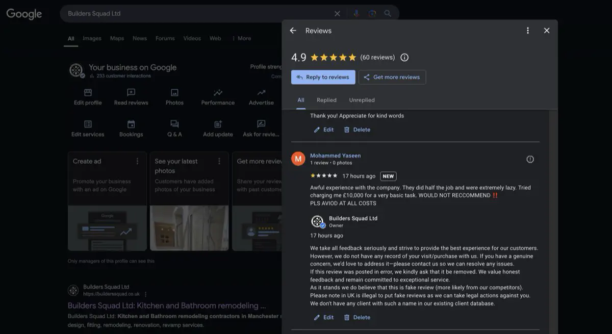 Typical fake negative review content showing vague complaints and no verifiable transaction details