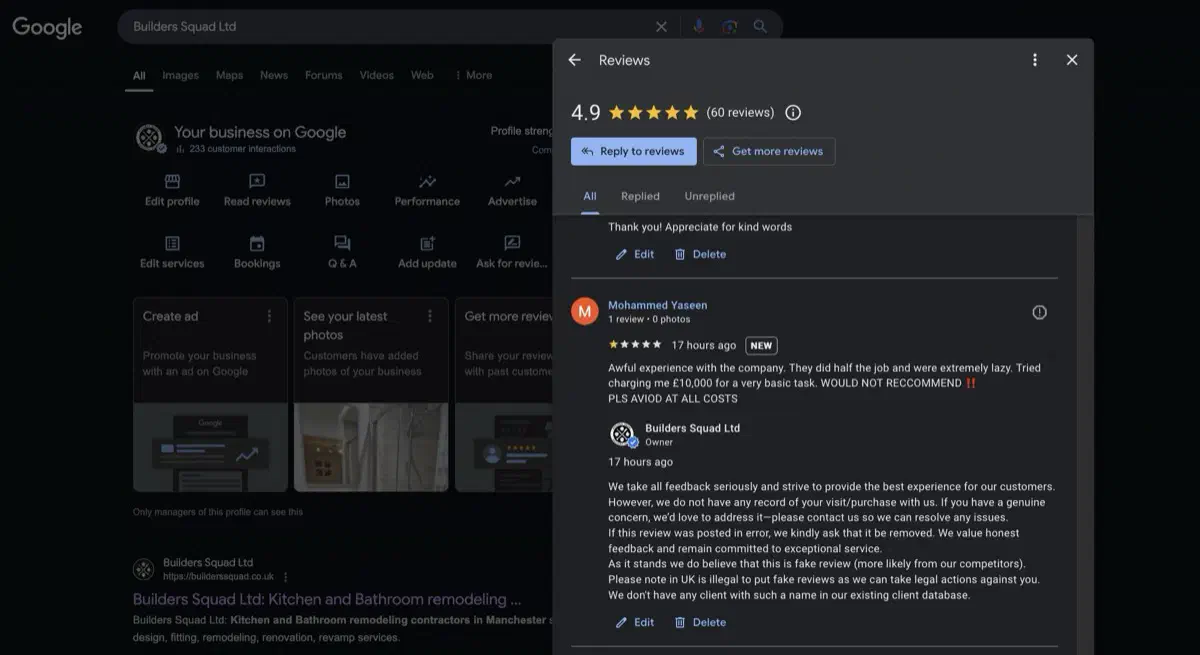 Typical fake negative review content showing vague complaints and no verifiable transaction details