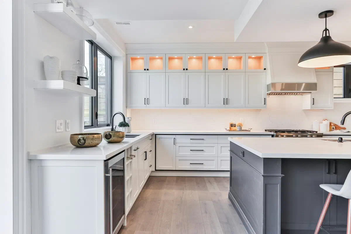 Victorian-style kitchen with ornate cabinetry and period character