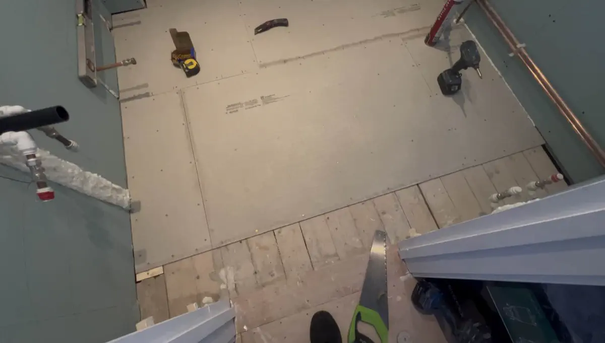 Installing cement boards in a bathroom