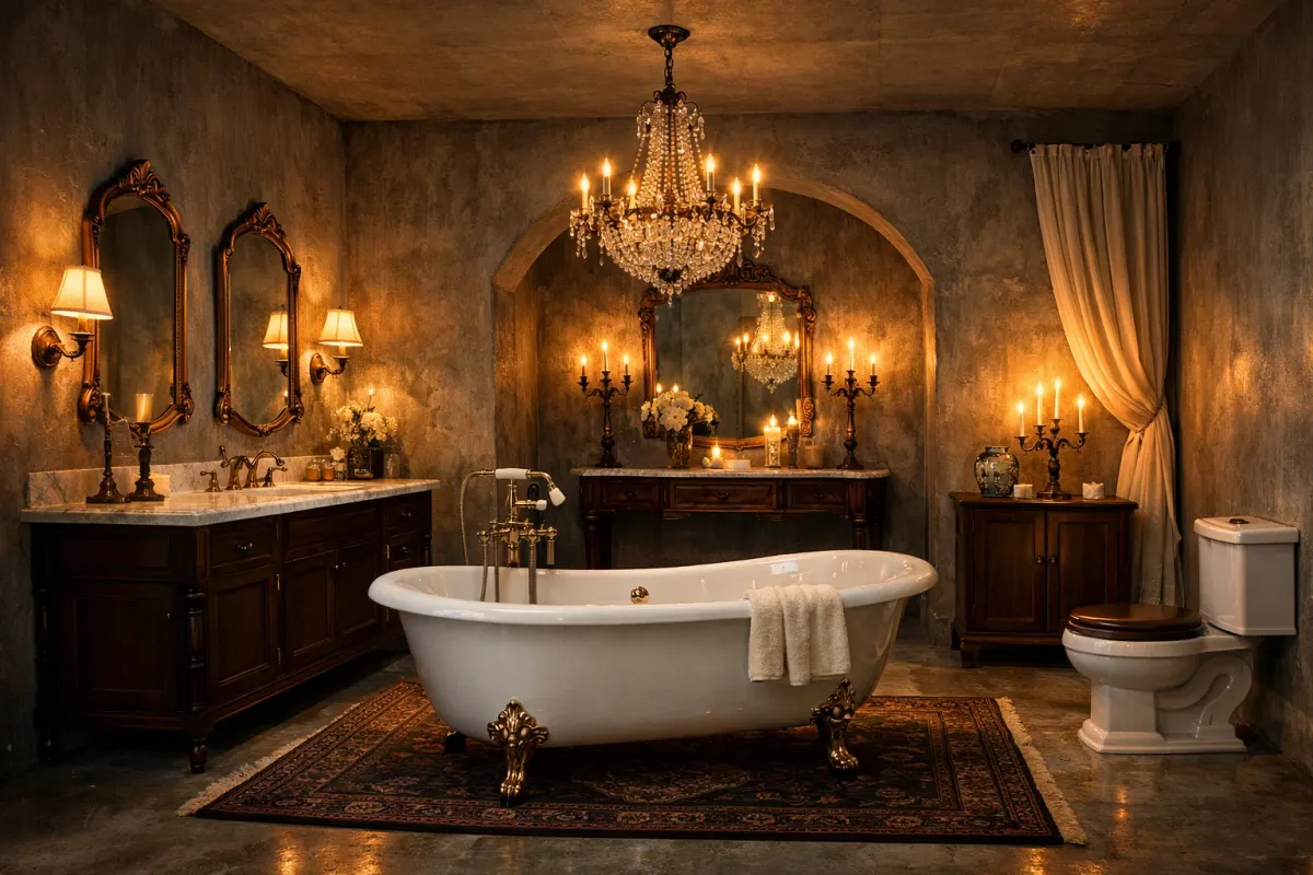 Elegant modern bathroom showing the finished result of professional fitting