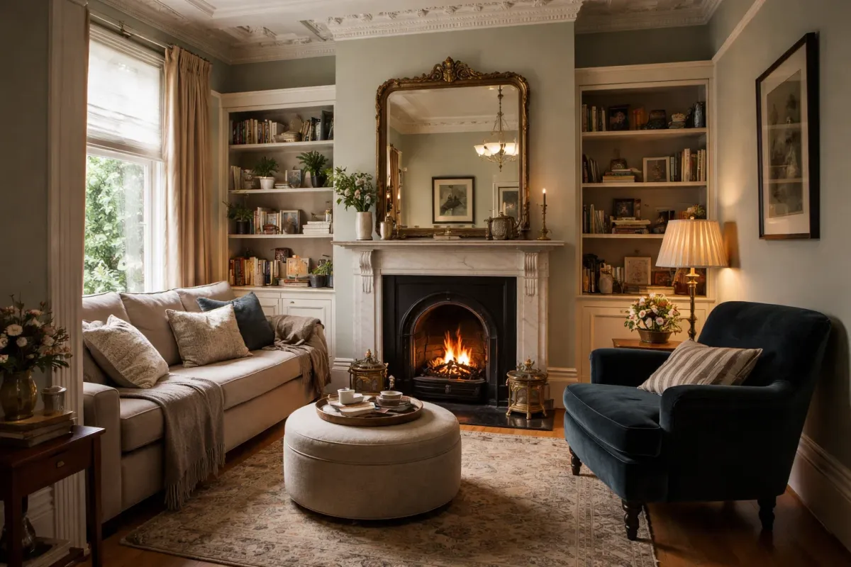 Renovated living room in a period property showing successfully treated walls and restored interior