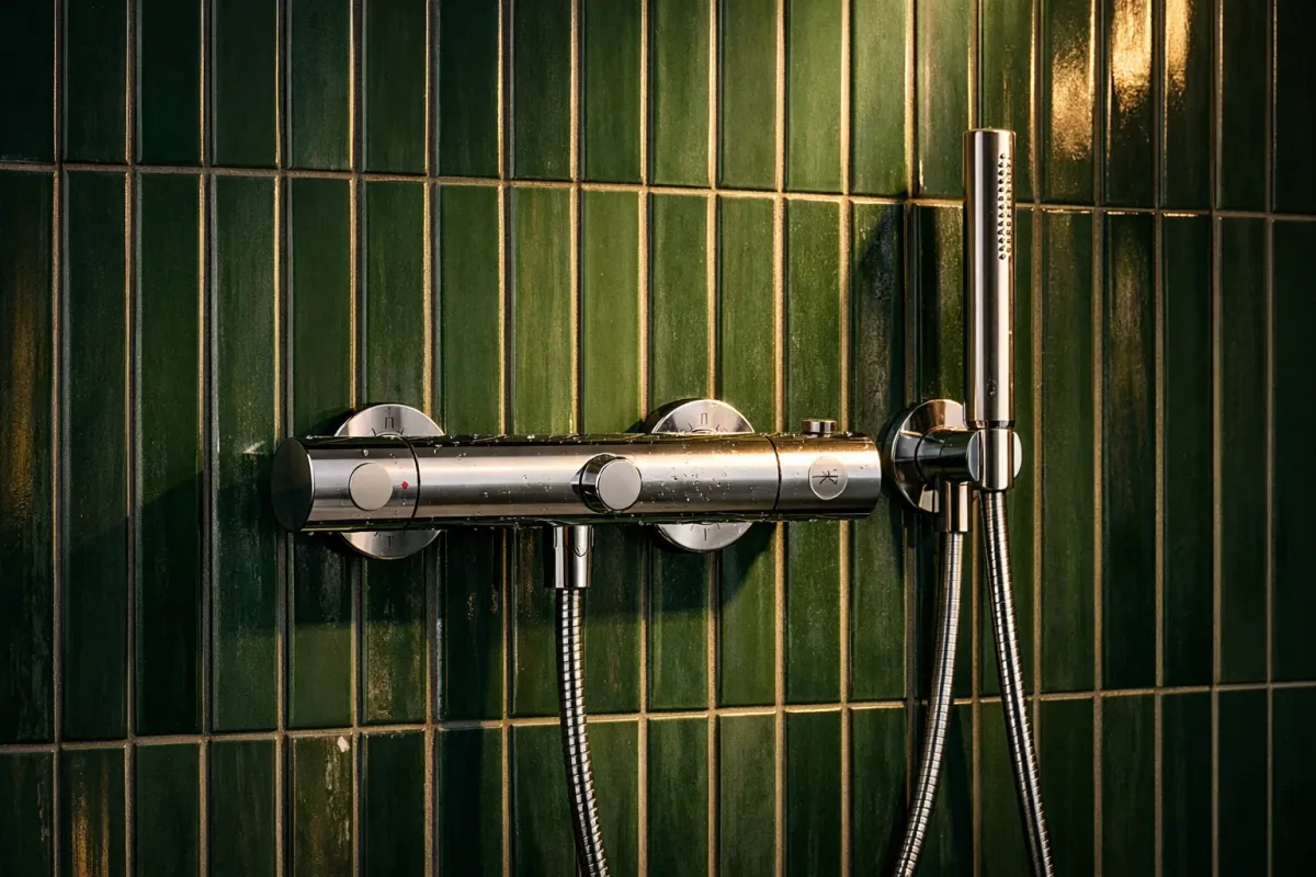 Modern shower mixer with thermostatic digital controls