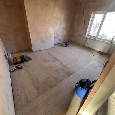 plywood on floor boards